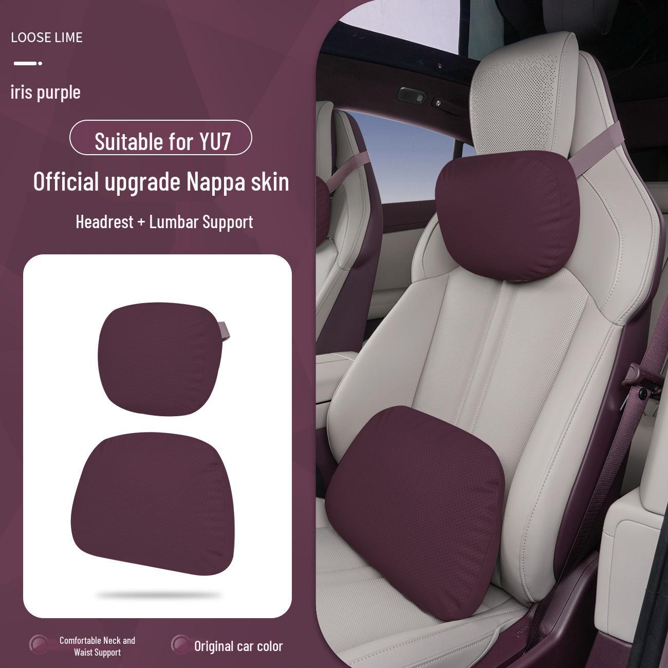 Compatible with Xiaomi YU7: Car Headrest, Backrest, Neck & Lumbar Support Pillow Set
