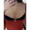 American Baroque Gold Cross Necklace Pearl Multi-Layer Twin Fashion Retro Fancy Sexy Sweater Chain