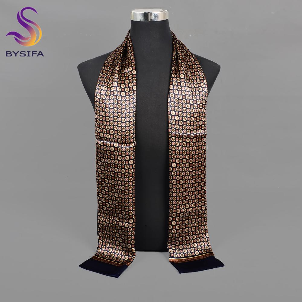BYSiIFY|light Coffee Plaid Silk Cravat Scarf Men Winter Fashion Business Long Scarves Cravats Male Brand Soft Scarf Tie 160*26cm