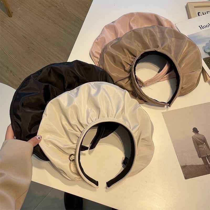 Sunscreen visor hat shell hat fisherman beach hat UV protection face cover empty top sports sun hat adjustment headband