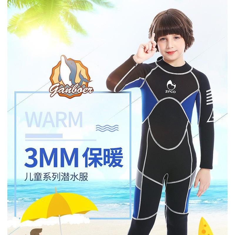 3mm Kids Wetsuit Full Body Long Sleeve Snorkeling Swimming Surfing UV Protection Jellyfish Safety