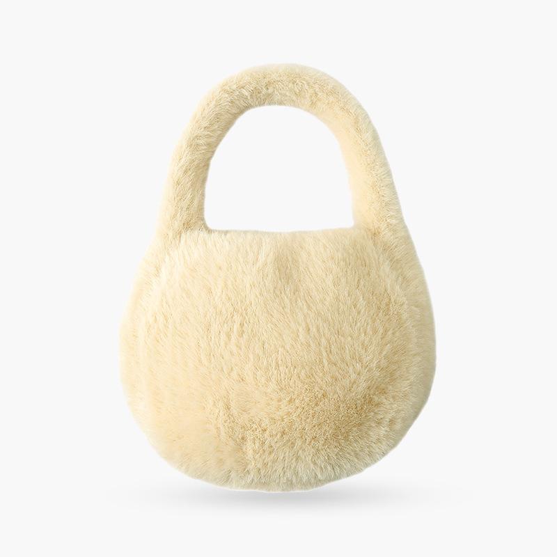 

Dumpling bag Winter imitation mink plush handbag Women s pleated bag Fashion versatile one-shoulder shell bag average size