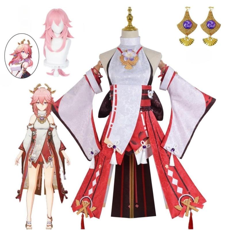   Yae Miko Cosplay Costume Guuji Yae Fancy Outfits Guuji Full Set Guuji Yae Dress Headwear Game Suit