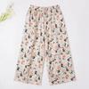 Women's Cotton Silk Cropped Pajama Pants, Summer Thin Loose Pastoral Style, Ditsy Floral, Wear Indoors or Out.