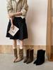 Retro Niche Long Boots Pointed Inner Height Increase Straight Boots Autumn and Winter Thin Sleeve High Boots