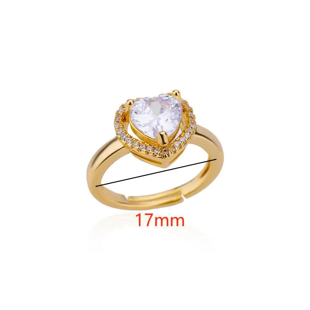 Stainless Steel Heart Rings For Women Zircon Gold Plated Heart Adjustable Ring Femme Wedding Party Accessories Jewelry Gift 2023