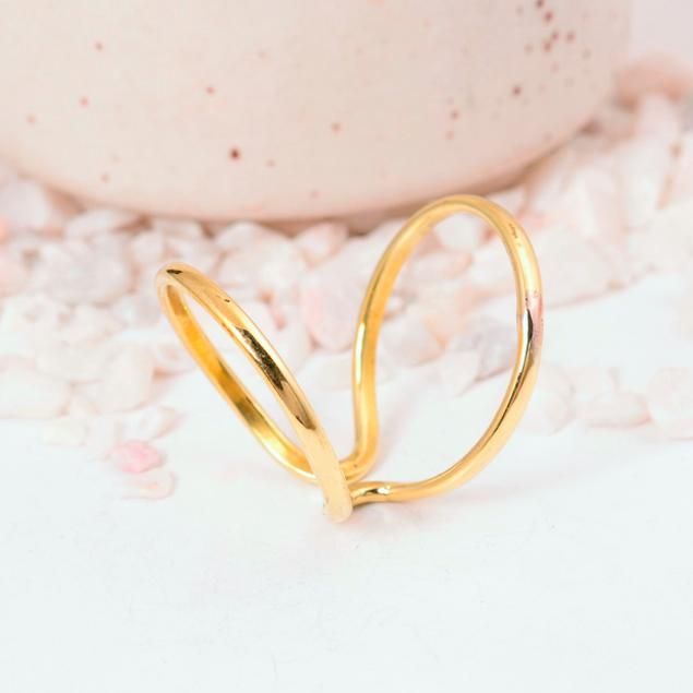 Minimalist Geometric Gold Cuff Ring: Bold double-band open design, perfect as a modern statement or stacking ring.