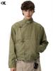 11KN Unisex Retro Distressed Workwear Jacket with Airplane Buckle and Wide Lapel