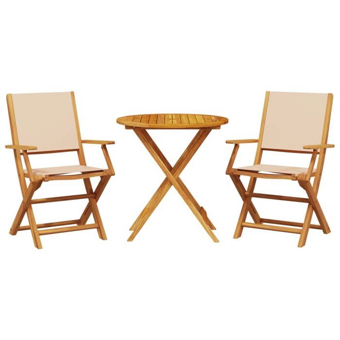 VidaXL Ensemble de bistro 3 pcs beige tissu et bois massif, ensemble de bistro de jardin, ensemble de balcon, ensemble de 3281859