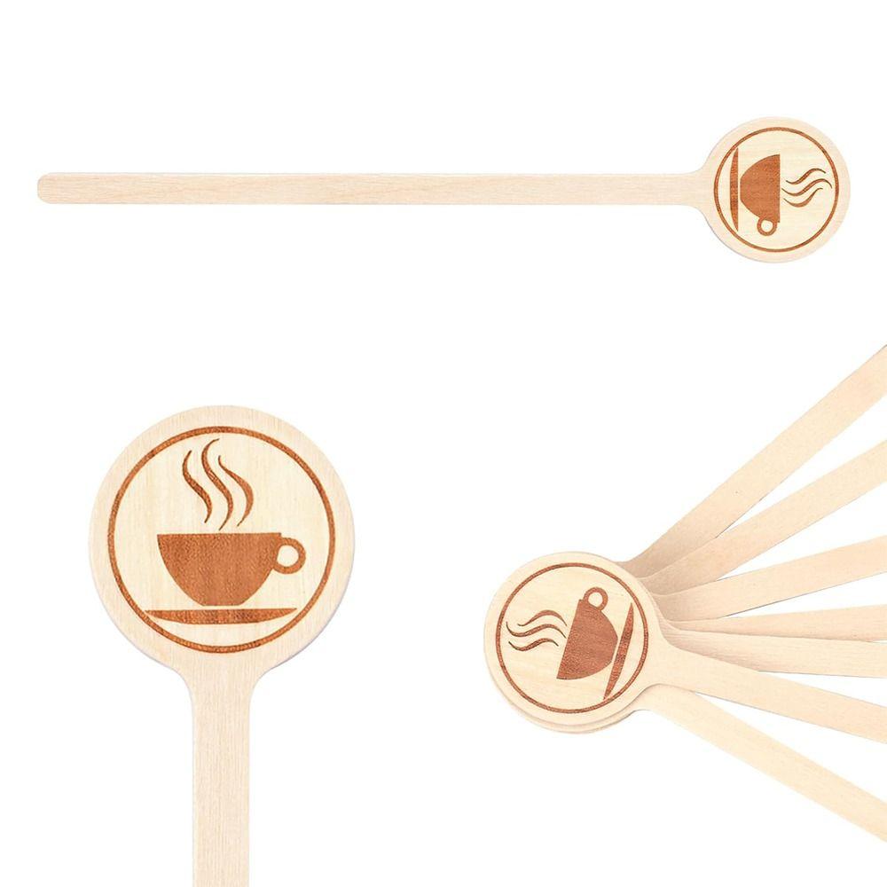 100Pcs Long Handle Wooden Coffee Stirrers Wooden Disposable Stir Sticks  Cocktail Tool