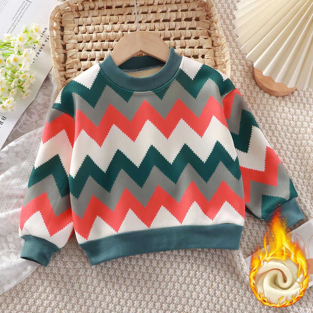 Autumn and Winter Children's Velvet Thickened Christmas T-shirt Children's Printing Sweatshirt Casual Children's Clothing for Winter New Year Gift