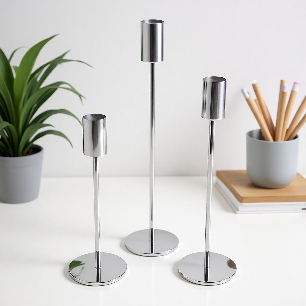 Silver European Candle Cup Ornament for Romantic Wedding and Home Decoration.