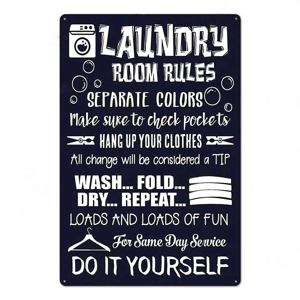 Laundry Room Billboard Vintage Metal Tin Sign Decor Funny Poster Plate Rust Decorative Plaque Tinplate Dry Clean Store Signs