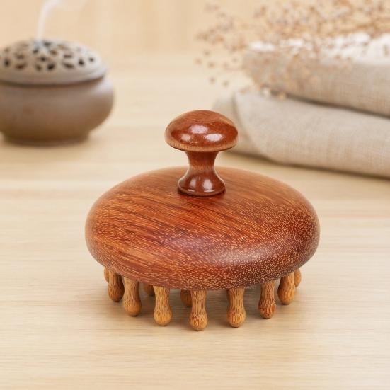 Wooden Scalp Massager Brush, Hair Growth Head Relaxation Massage Tool, Wet Dry Hair Scalp Care Scrubber Gua Sha Brush for Men Women