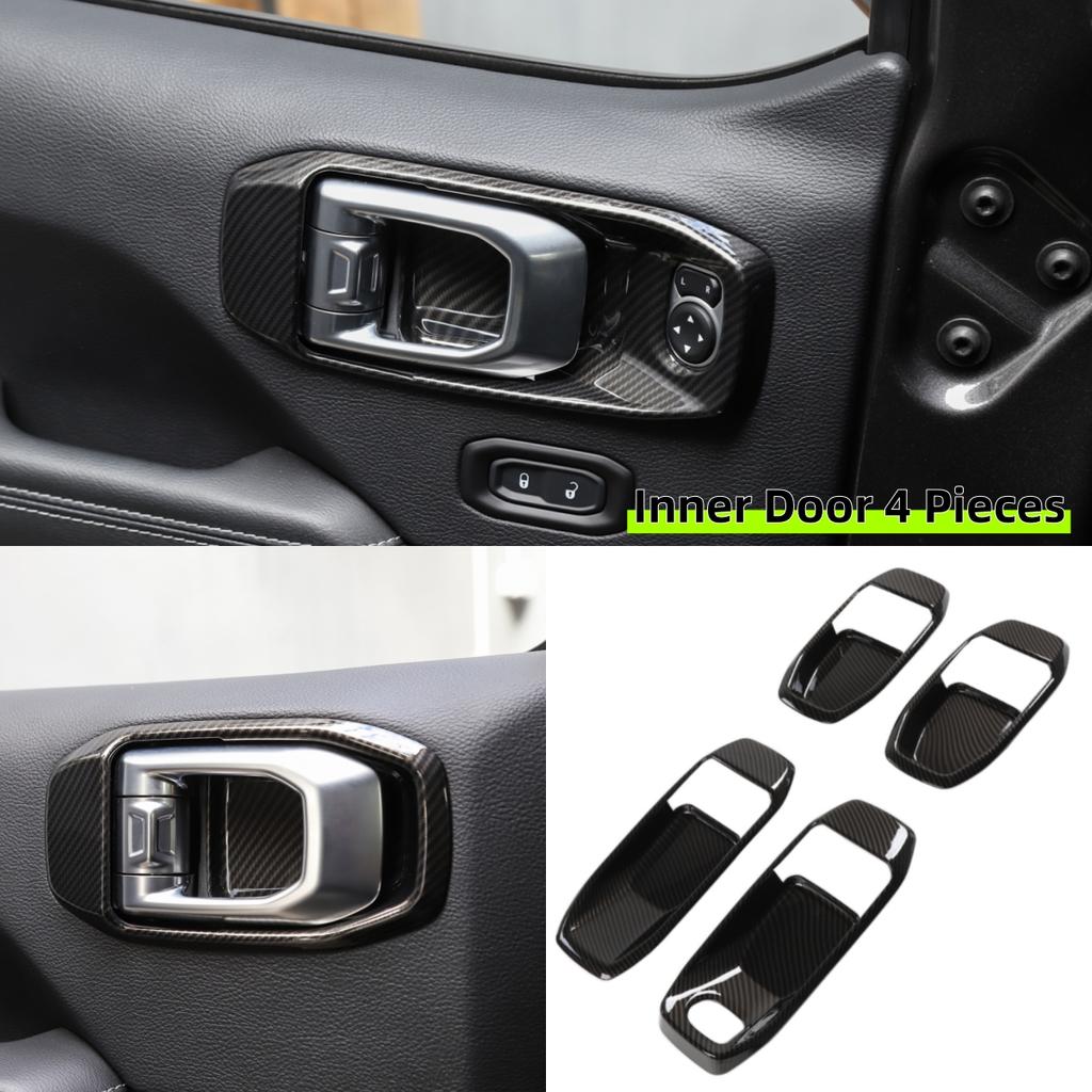 Door Handle Trim Cover For Jeep Wrangler JL 4-door 2018-2026 Grab Handle Bowl Decoration Carbon Fiber Car Interior Accessories