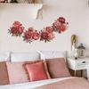 PVC Flower Wall Stickers Removable Red Peony Rose Peel and Stick  Bedroom