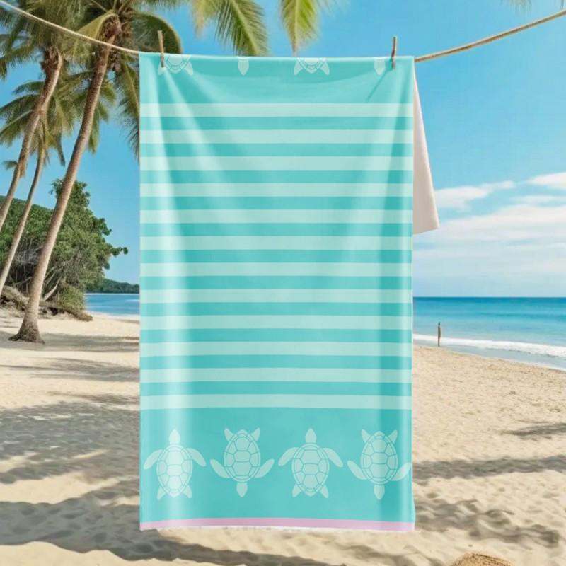 Ultra Absorbent Microfiber Beach Towel With Sea Turtle Print Quick Dry Large Size 70x140cm Pool Vacation Travel
