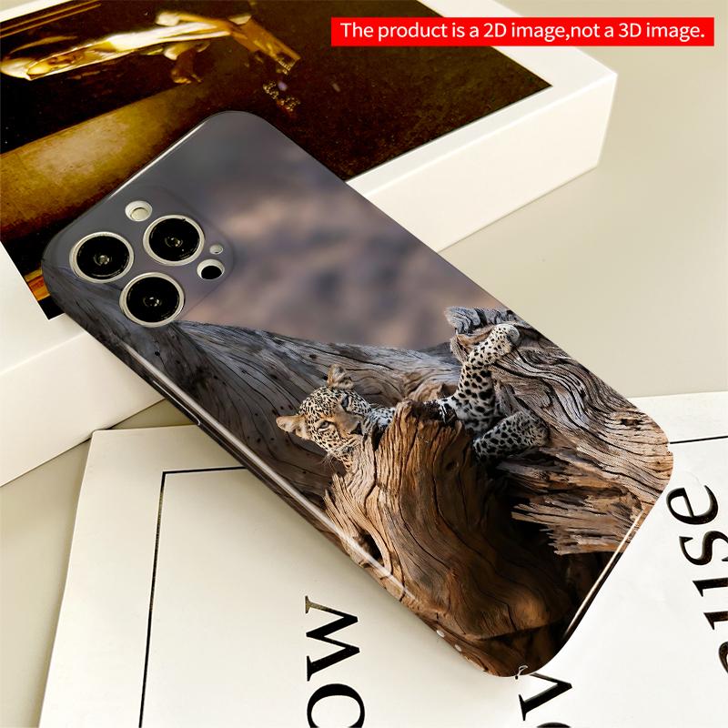 2DFlat Leopard Resting in Weathered Tree Trunk All inclusive film hard iPhone case, compatible with iPhone 18 Pro Max 17 16 15 14 13 12 11