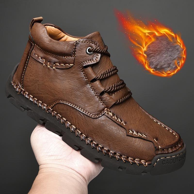 39-48 Men's Medium Top Casual Shoes Outdoor Leather Shoes Large Size Handmade Flat Shoes