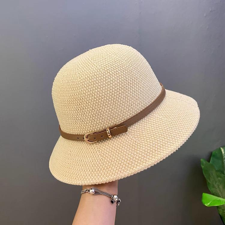 

ins универсальная вязаная шапка рыбака детская летняя солнцезащитная шляпа от солнца шляпа-тазик Adjustable бежевый