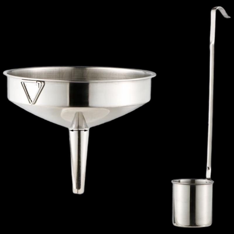 Stainless Steel Flat Handle Wine & Oil Dipper with Funnel