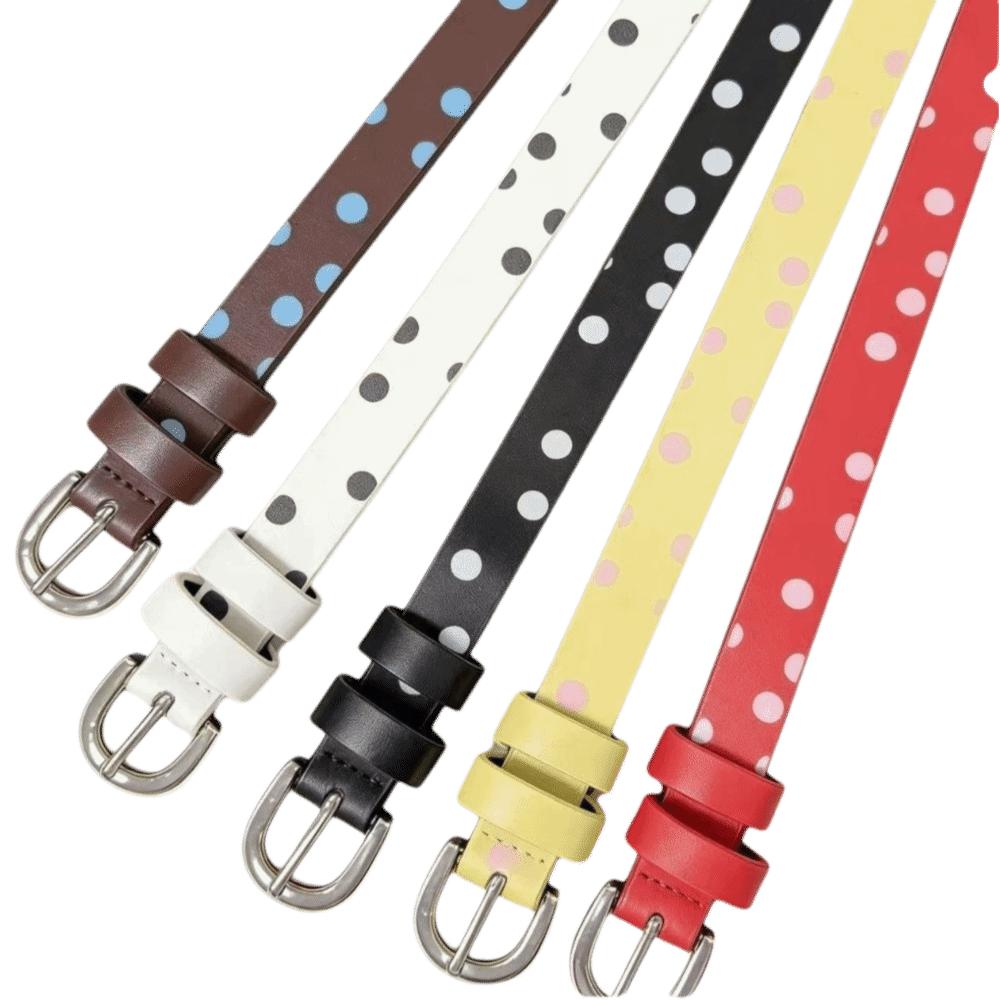 Leather Material Polka Dot Belt Polka Dot Pattern Retro Polka Belt Designer Leather Belt For Women