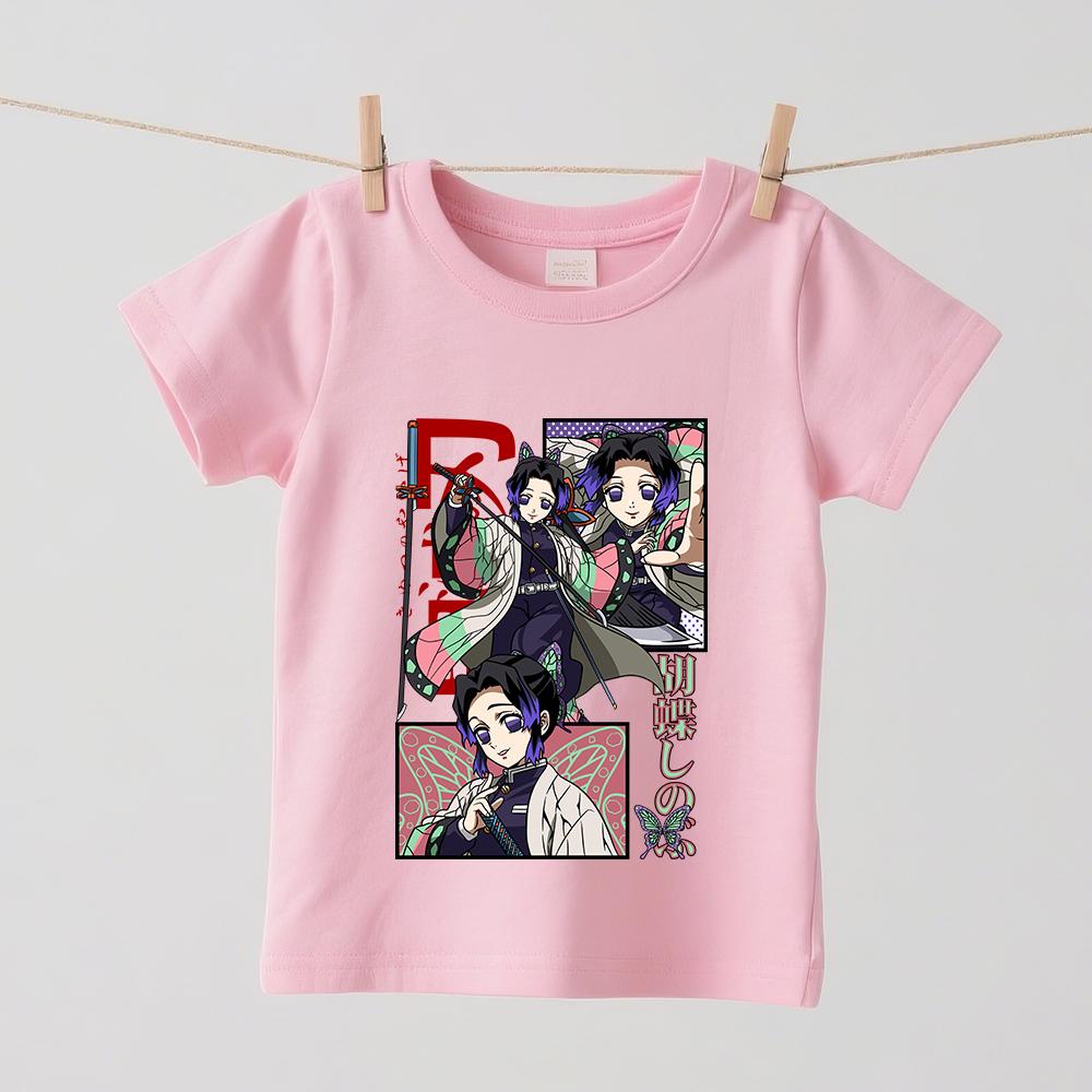 Demon Slayer Shinobi Anime Print Boys Girls Cotton Short Sleeve Kids T Shirt Summer Casual Soft Wear Top