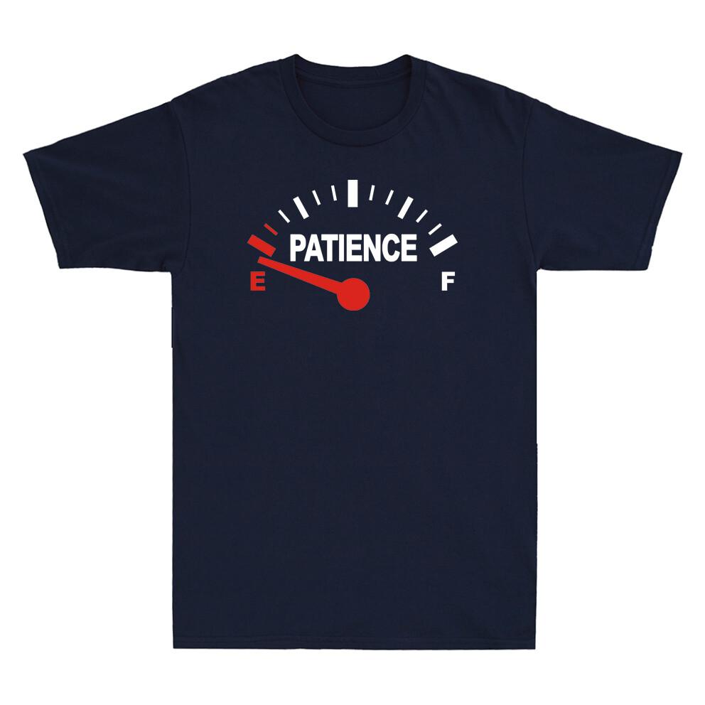 Patience Low Funny Out Of Energy Graphic Unisexs Cotton Short Sleeve Tshirt Black