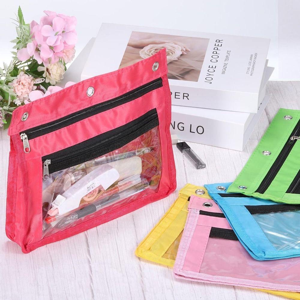 Double Layer Pencil Bag Expandable Pencil Case Portable Pen Holder Binder Pouch  School