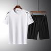 Sommersport-Set, lässig, schnell trocknend, aus Eisseide, beliebte Kurzarm-Shorts, Rundhals-T-Shirt und Herrenhosen