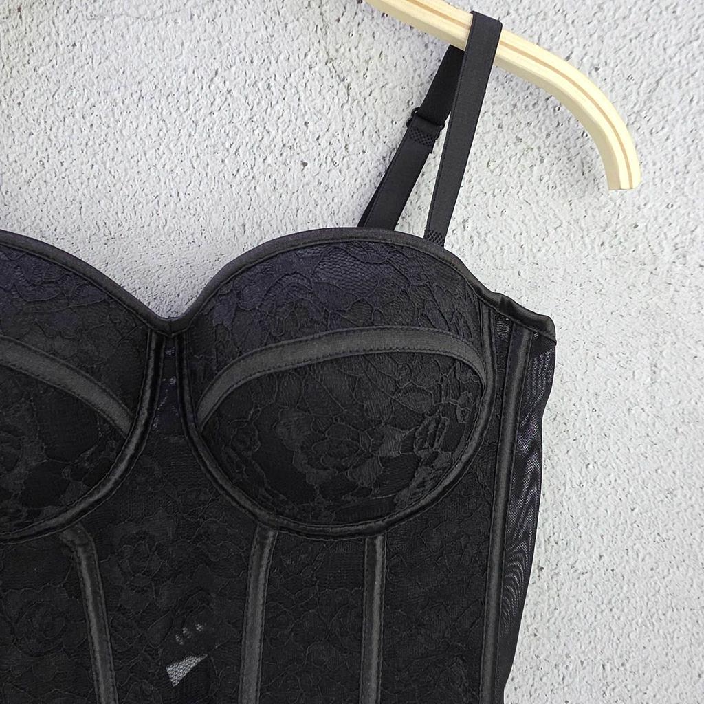 Fischgräten-Rosen-Spitze Trägerloses Damen Ärmelloses Design Unterwäsche Reiner Wunsch-Stil Gepolstert Figurbetont Schlankmachendes Bustier Camis & Tanktops