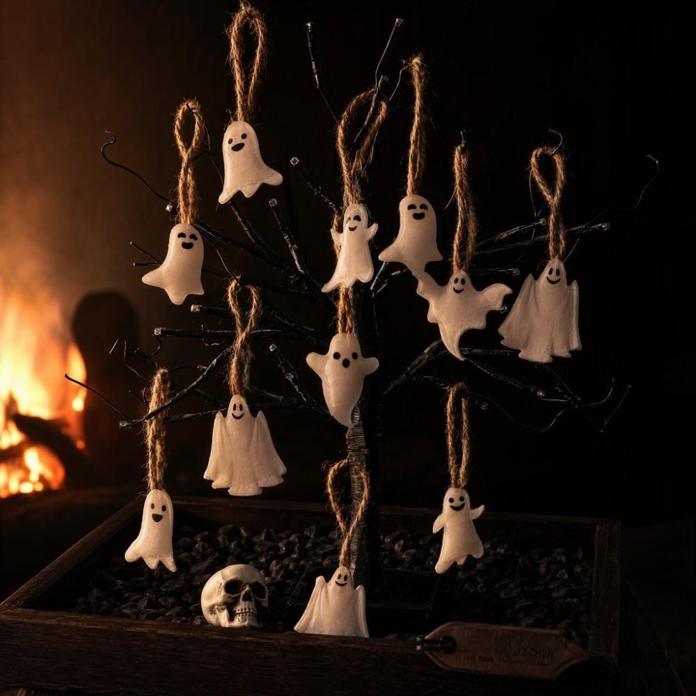 24PCS Hangable Halloween Ghost Hanging Decoration Ghost Felt Pendant Halloween Home Festival Decor