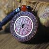 Nine-Character Mantra Pendant: Natural Jujube Wood Double-Sided Safety Charm with Ghost Flower Design