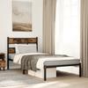 Metal Bed Frame Without Mattress Smoked Oak Finish 80 X 200 Cm
