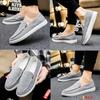 Manantiaar Size Running Shoes Men's Slip-On Sneakers, Gray, 27.0cm, Low-Cut Canvas, Laces,