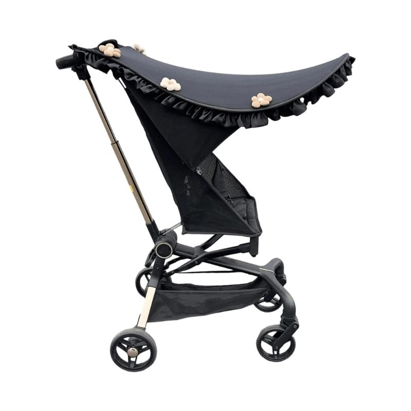 

Wear Resistant Sun Shade for Baby Strollers Sunshade Flower Accent Toddler Pocket Cart Pushchair Protective Cover чёрный