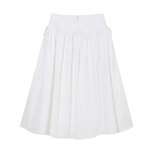 COVERNAT Solid Color Pleated A-Line Casual Long Skirt Women skirts White CO2501SR73WH