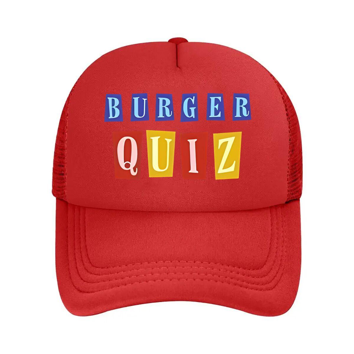 

Burger Quiz Game Mesh Baseball Cap For Womens Unisex FeUnisex Beach Dad Hat Hip Hop Snapback Cap One Size