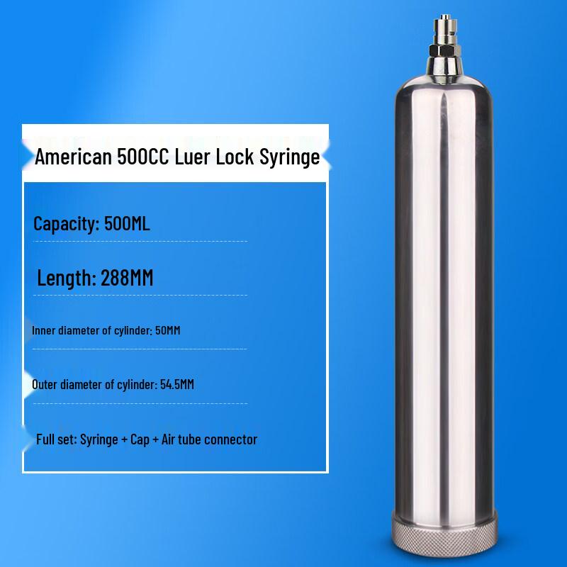 500ml Stainless Steel Dispensing Syringe with Luer Lock