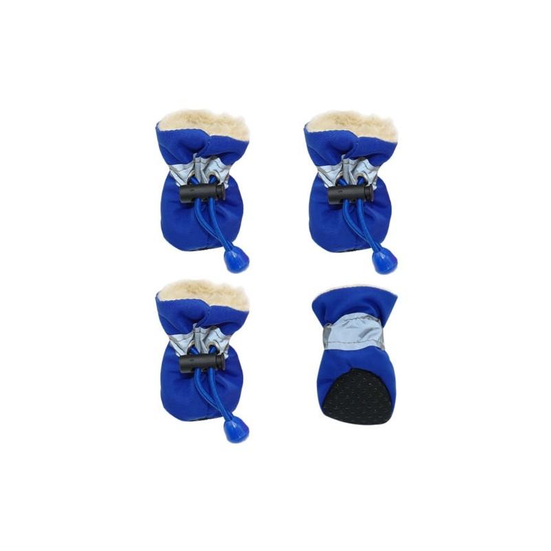 

Versatile 4pcs Reflective No Slip Dog Shoes Boots Featuring Waterproof Soft Fleece Padding And Comfort L синий