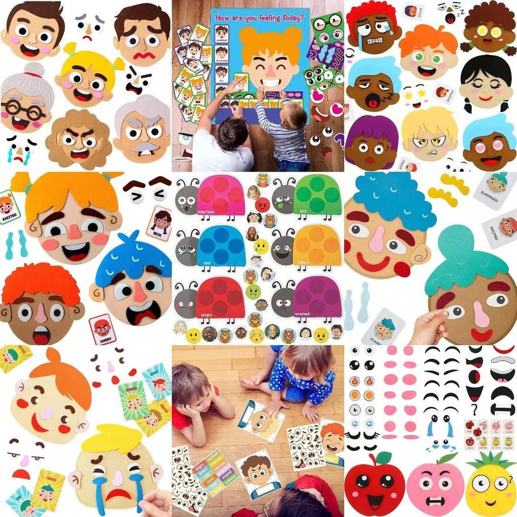 DIY Felt Emoji Stickers for Kids – Cute Non-woven Face Puzzle with Changeable Expressions