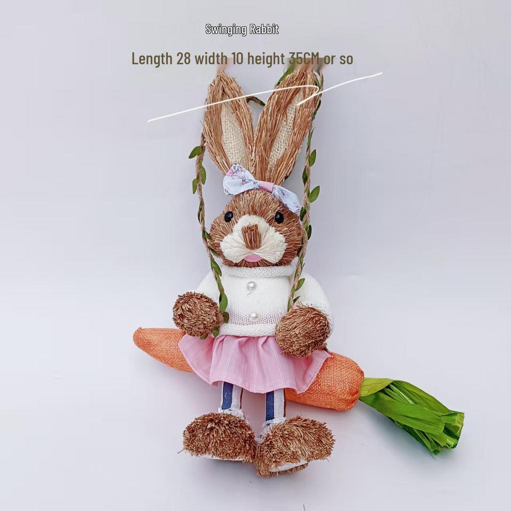 Handgefertigter Strohflecht-Kaninchenschmuck - Niedlicher Mori-Stil für Weihnachten & Ostern