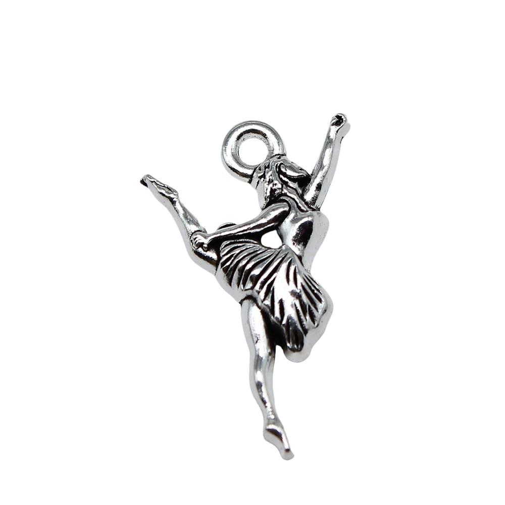 

10шт Балерина Балетные Подвески Подвески Античное Серебро Цвет Цинковый Сплав 24X14мм