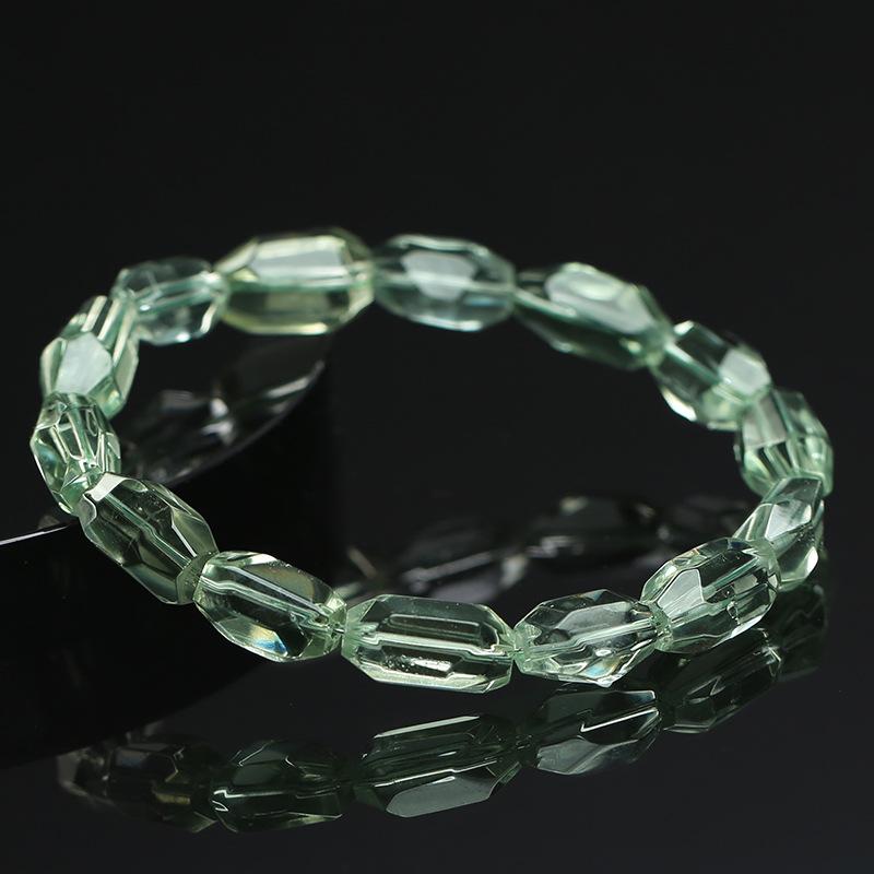 Hongchu Crystal Natural Green Crystal Barrel Bead Faceted Bracelet Ice Green Crystal Faceted Bracelet