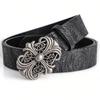 Neuer Retro-Herrengürtel Böhmischer Stil-Chic Schwarzer PU-Ledergürtel Mode Vintage Hohl Schnallen Gürtel Punk Rock Y2K Stil