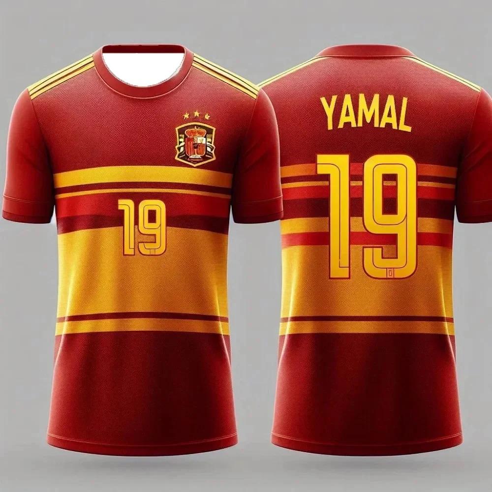 Spanish-style Summer 3D Printed Children's Sportswear Football Jersey T-shirt Loose and Comfortable Recommended for Sports Wear
