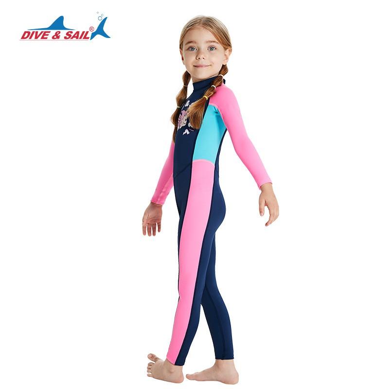 Children's Swimsuit One-piece Long-sleeved Girls 'swimsuit Student Sunscreen Quick-drying Hot Breathable Diving Suit