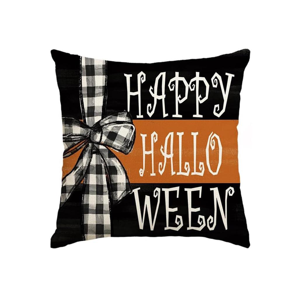 Halloween Decorative Linen Throw Pillow Cover With Single Sided Print (Pillow Insert Not Included)