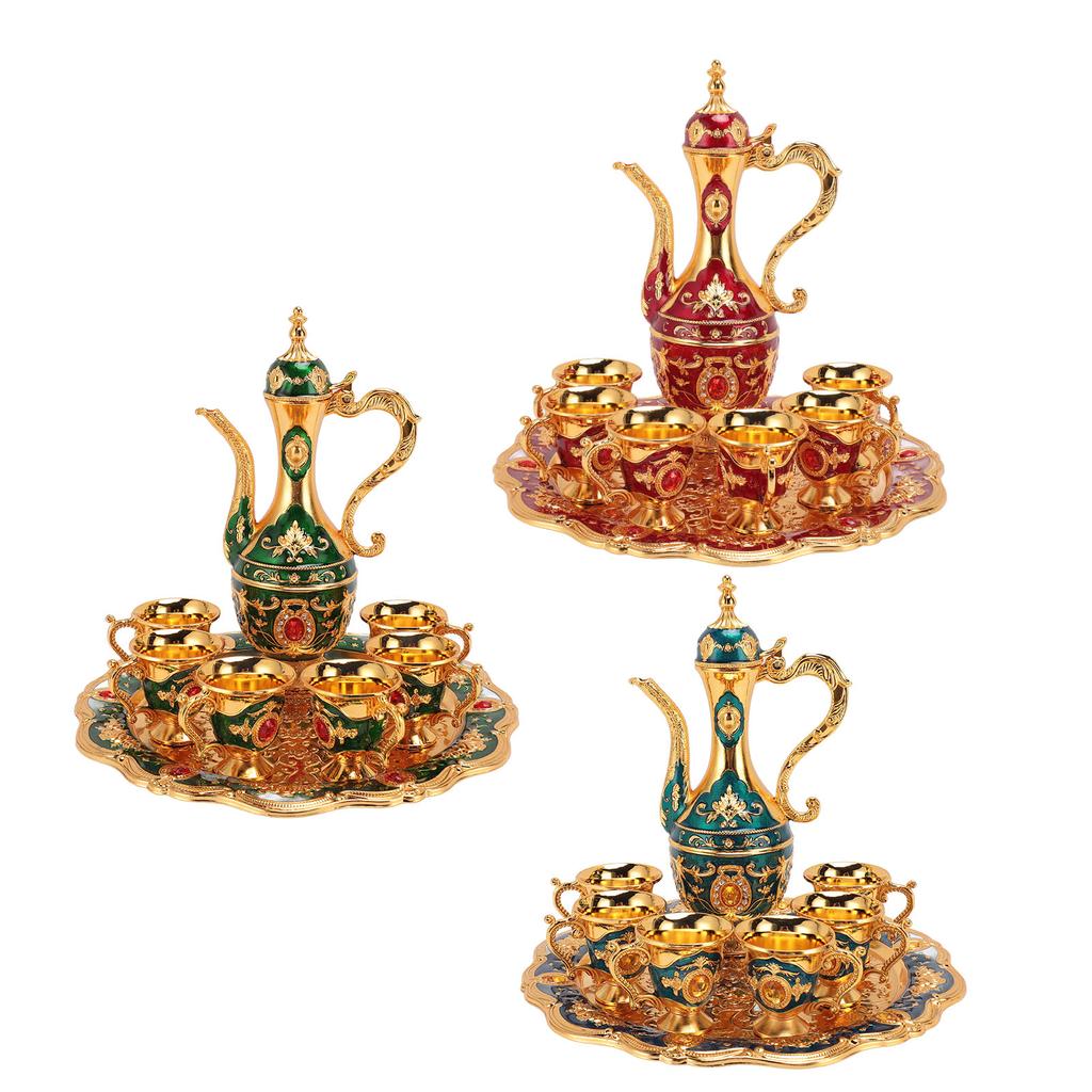 Vintage Coffee Pot Set European Wine Pot Kit With 6 Cups Teapot Tea Service Set for Wedding Birthday