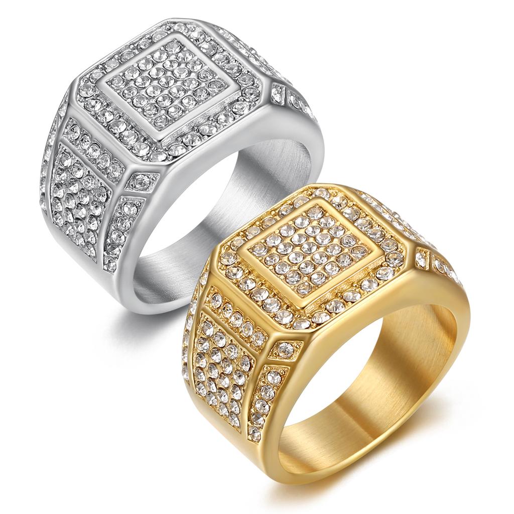 Ring new hip-hop nightclub jewelry gold-plated diamond luxury men's ring